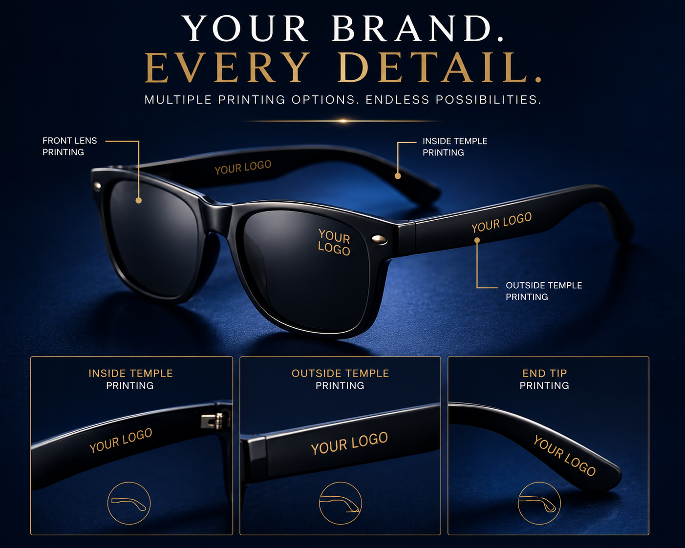 Private label sunglasses logo customisation
